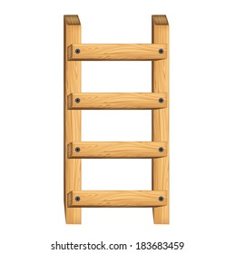 wooden staircase isolated on white background