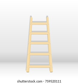 A wooden staircase with a shadow, a staircase is attached to the wall. Flat design, vector illustration, vector.