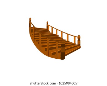 Wooden Stairs - Cartoon Vector Image