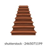 Wooden stairs, staircase and stairway for arcade game UI, cartoon vector. Stairs ladder with lumber wood tile steps or wooden planks for house floor stairway or quest game level staircase