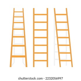 Wooden Stairs. Step ladder. Household tools. Vector stock illustration.