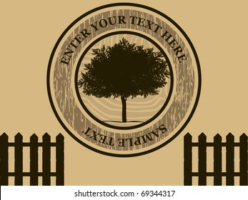 wooden stamp with tree