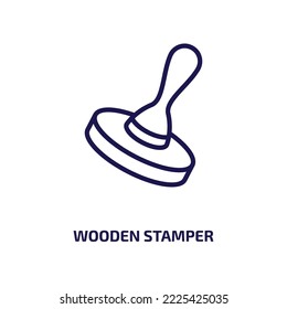 wooden stamper icon from other collection. Thin linear wooden stamper, stamper, business outline icon isolated on white background. Line vector wooden stamper sign, symbol for web and mobile