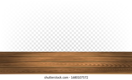 Wooden Stand, Brown Hardwood Floor Material Vector. House Veranda, Wooden Platform Exterior Detail, Dark Color Desk Paneled Floor. Plank And Parquet Layout Realistic 3d Illustration