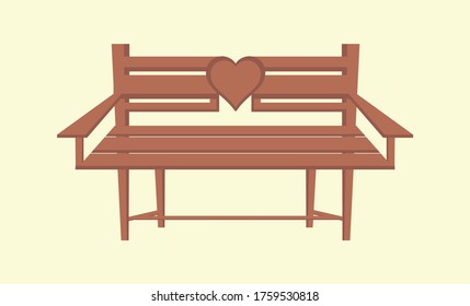 Wooden standard bench,chair isolated on white background. Place for sitting consist of brown board and four steel legs vector illustration art. Street and long seat on which several people may sit.