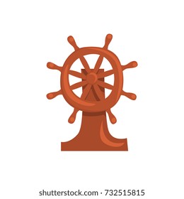 Wooden steering wheel of a ship cartoon vector Illustration