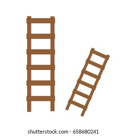 Wooden Step Ladder. Classic Staircase Isolated On White Background. Realistic Illustration.