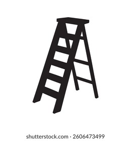 Wooden step ladder silhouette isolated on white background. Step ladder icon vector illustration design