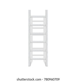 Wooden step ladder stand near white wall. Vector illustration