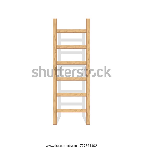 Vektor Stok Wooden Step Ladder Stand Near White (Tanpa Royalti) 779391802.