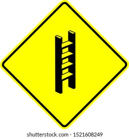 wooden step ladder yellow vector sign