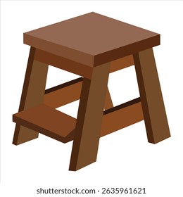 Wooden step stool in dark brown finish