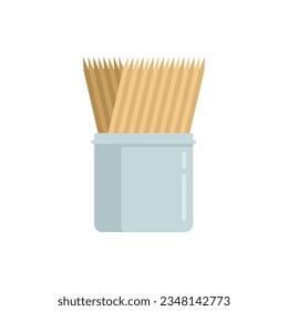 Wooden stick box icon flat vector. Wood toothpick. Food pick isolated