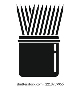 Wooden stick box icon simple vector. Wood toothpick. Food pick