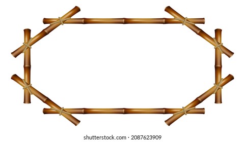 Wooden stick frame. Empty bamboo tree border