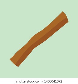 Wooden stick. Green background. Icon. Vector illustration. EPS 10.