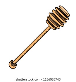 wooden stick for honey, vector image,vector image, colorful drawing