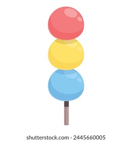 Wooden stick mochi icon cartoon vector. Korean meal. Healthy gourmet