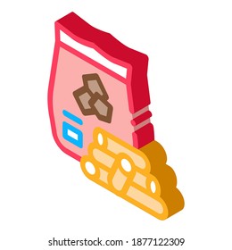 wooden sticks for bbq icon vector. isometric wooden sticks for bbq sign. color isolated symbol illustration