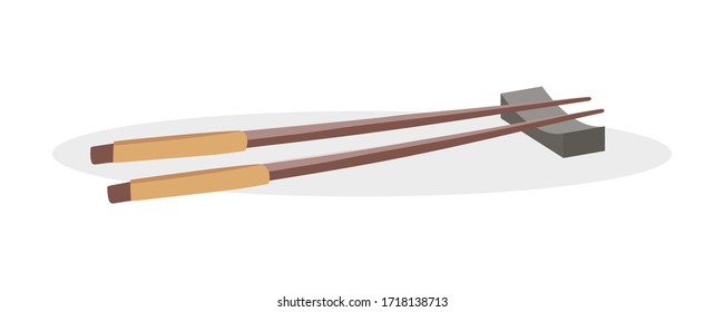 Wooden sticks for sushi. Vector flat illustration