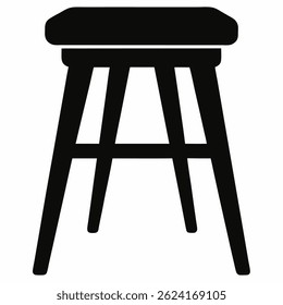 Taburete de madera Vector negro sobre fondo blanco.