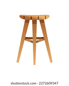 Wooden stool flat icon side view on white background vector illustration
