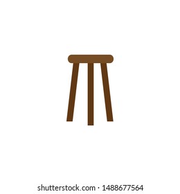 Wooden Stool Flat Vector Illustration