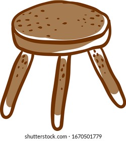 Wooden stool, illustration, vector on white background.