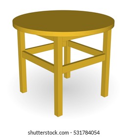 Wooden stool isolated. Front view 3d.  Vector illustration.