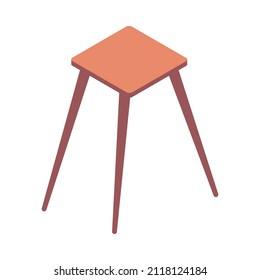 Wooden stool isometric icon on white background vector illustration