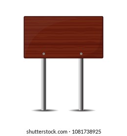 Wooden Street sign isolated on white background. Vector illustration