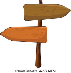 wooden street signs vector illustration. wooden direction sign template