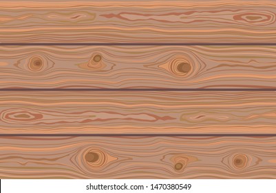 Wooden striped textured background. Brown wooden wall, plank, table or floor surface. Cutting chopping board. Boardwalk surface with place for your text. Vector Illustration.