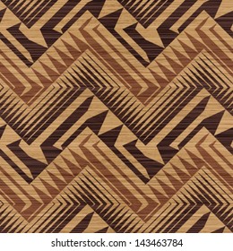 Wooden striped textured geometric ornament. Seamless pattern. Vector.