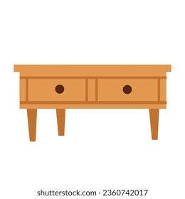 Wooden study desk with drawers, single student table, flat design vector illustration