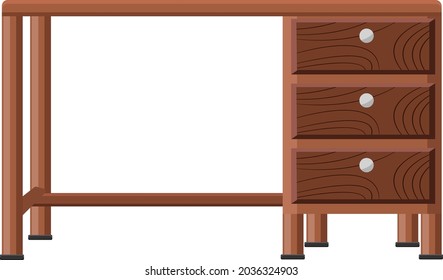 Mostrador de estudio de madera, ilustración, vector sobre fondo blanco.