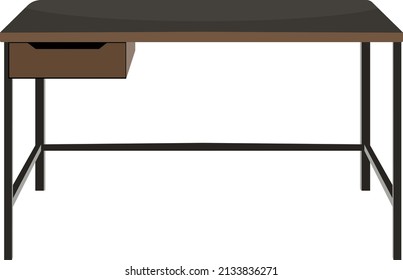 Wooden study desk, illustration, vector on a white background.