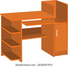 Wooden study table vector illustration isolated on white background