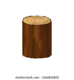 Wooden stump illustration. Log, tree trunk, saw cut. Wood concept. Can be used for topics like natural fuel, forestry, wooden industry