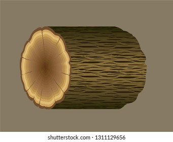 Wooden stump illustration. Log, tree trunk, saw cut. Wood concept. Can be used for topics like natural fuel, forestry, wooden industr