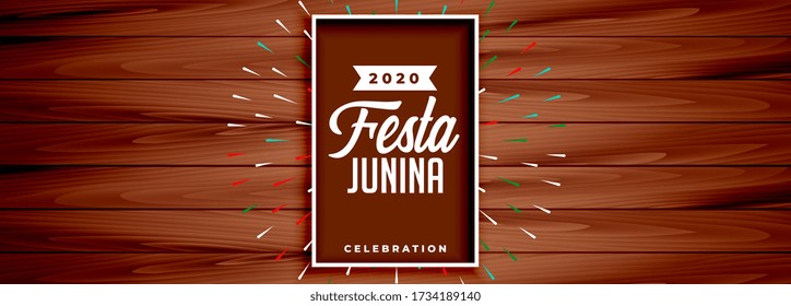 wooden style festa junina celebration banner design