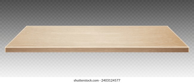 Superficie de madera del escritorio aislado sobre un fondo transparente. Cocina hecha con tablero de madera. Mesa de madera clara. Ilustración vectorial realista