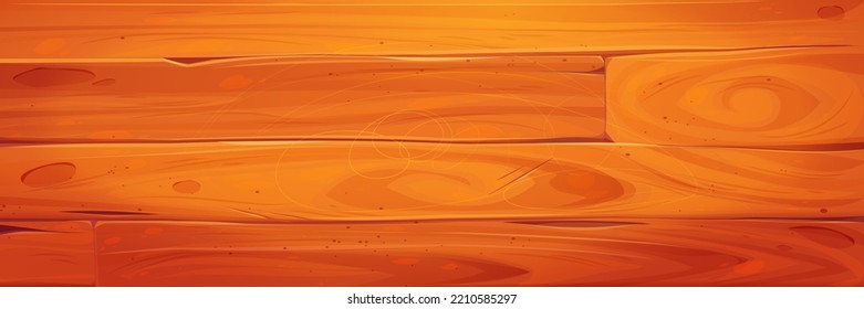 Wooden surface of picnic table, kitchen counter or floor top view. Wood texture of dinner tabletop or desk from boards, timber planks with scratches, vector cartoon illustration