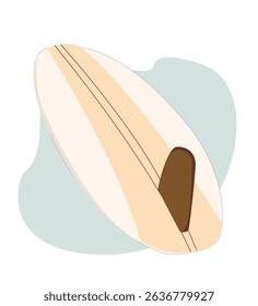 Wooden surfboard front. wood board for summer beach activity, surfing on sea waves. 