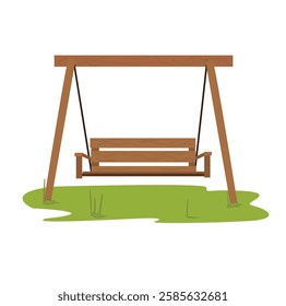 wooden swing. Swing is a facility for children to play in playgrounds and parks. 