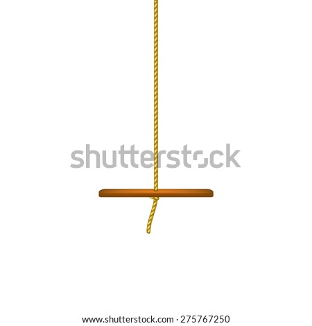 Wooden swing hanging on rope