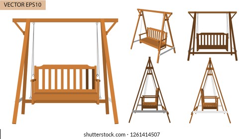 Wooden Swing Seat Vector