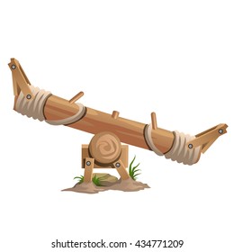 A wooden swing. Seesaw. Vector.