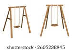 wooden swing set with rope vector illustration isolated on white background.