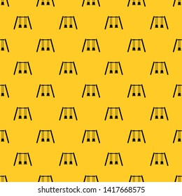 Wooden swings hanging on ropes pattern seamless vector repeat geometric yellow for any design